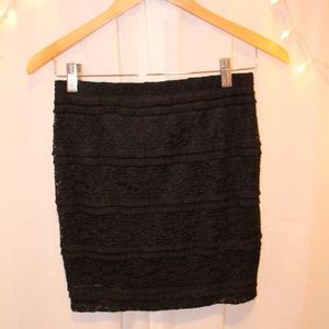 Black lace mini skirt